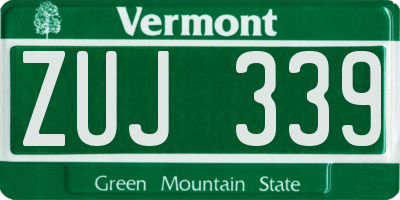 VT license plate ZUJ339
