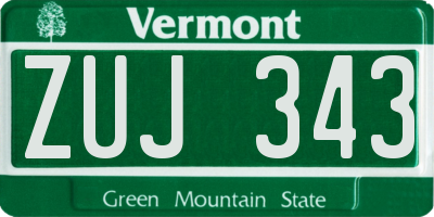 VT license plate ZUJ343