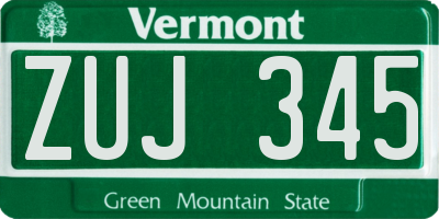 VT license plate ZUJ345