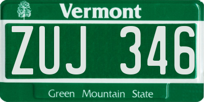 VT license plate ZUJ346