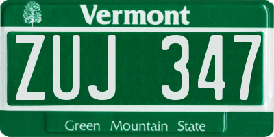VT license plate ZUJ347