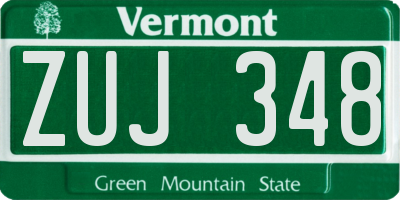 VT license plate ZUJ348