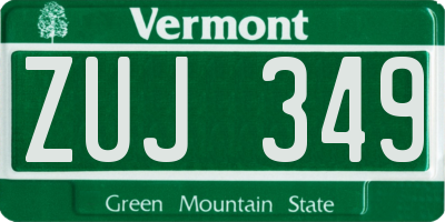 VT license plate ZUJ349