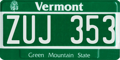 VT license plate ZUJ353