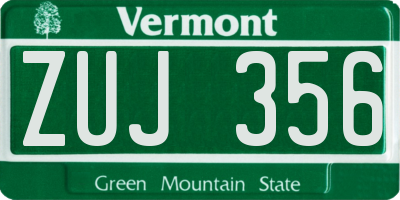 VT license plate ZUJ356