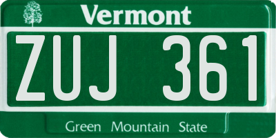 VT license plate ZUJ361