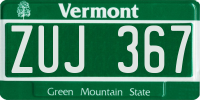VT license plate ZUJ367