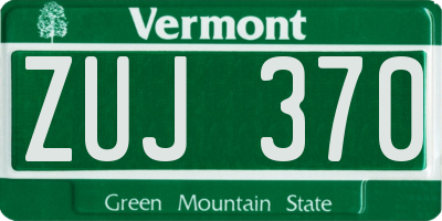 VT license plate ZUJ370