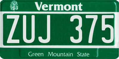 VT license plate ZUJ375