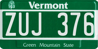 VT license plate ZUJ376