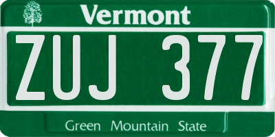 VT license plate ZUJ377
