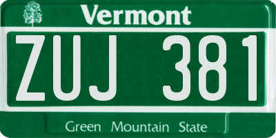 VT license plate ZUJ381