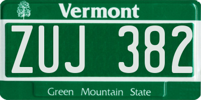 VT license plate ZUJ382