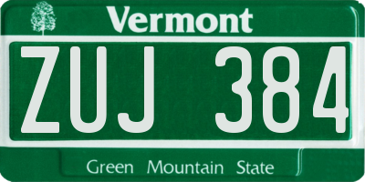VT license plate ZUJ384