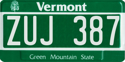 VT license plate ZUJ387