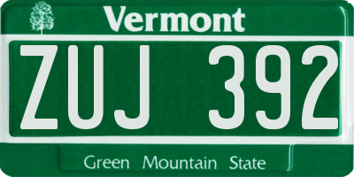VT license plate ZUJ392