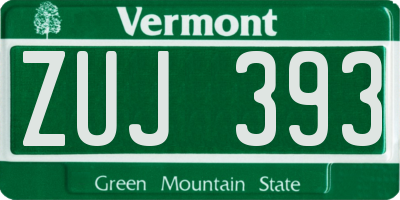 VT license plate ZUJ393