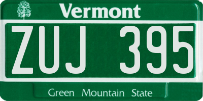VT license plate ZUJ395