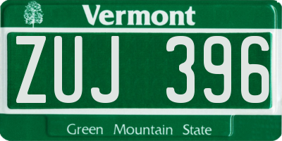 VT license plate ZUJ396