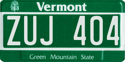 VT license plate ZUJ404