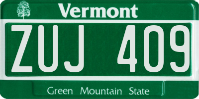 VT license plate ZUJ409