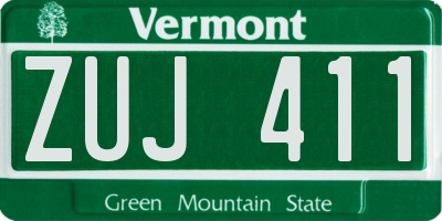 VT license plate ZUJ411