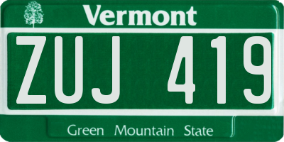 VT license plate ZUJ419