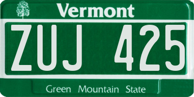 VT license plate ZUJ425
