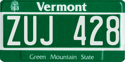 VT license plate ZUJ428