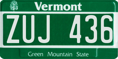 VT license plate ZUJ436