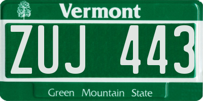 VT license plate ZUJ443