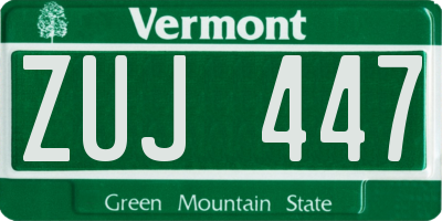 VT license plate ZUJ447
