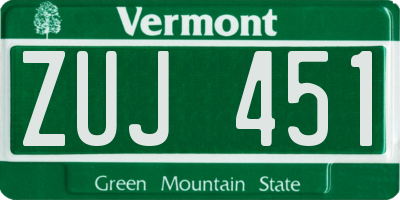 VT license plate ZUJ451