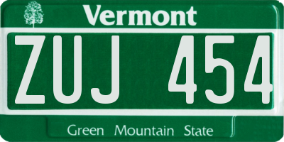 VT license plate ZUJ454