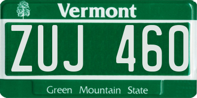 VT license plate ZUJ460