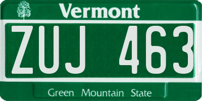VT license plate ZUJ463
