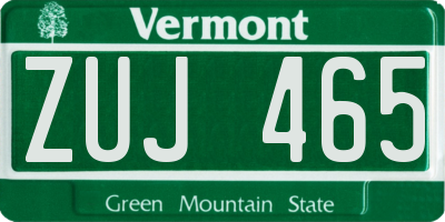 VT license plate ZUJ465