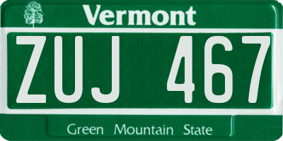 VT license plate ZUJ467