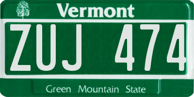 VT license plate ZUJ474