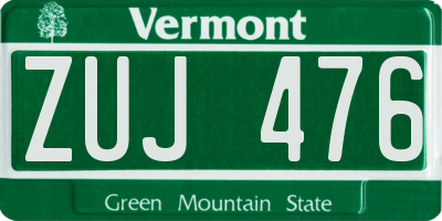 VT license plate ZUJ476