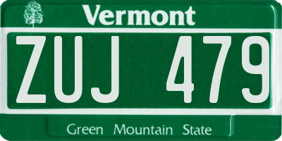 VT license plate ZUJ479