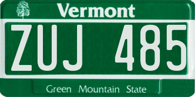 VT license plate ZUJ485