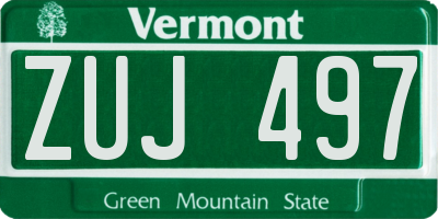 VT license plate ZUJ497
