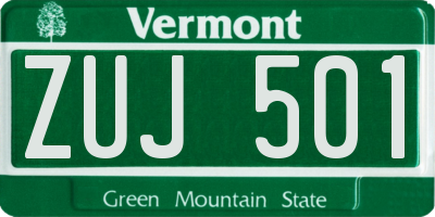 VT license plate ZUJ501