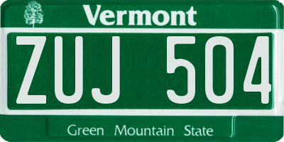 VT license plate ZUJ504