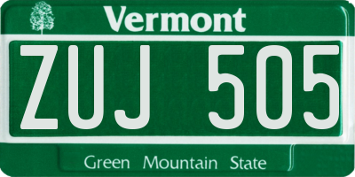 VT license plate ZUJ505