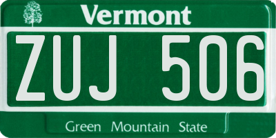 VT license plate ZUJ506