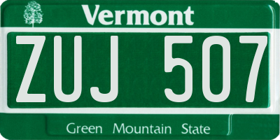 VT license plate ZUJ507