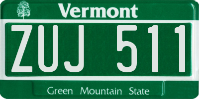 VT license plate ZUJ511