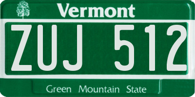 VT license plate ZUJ512